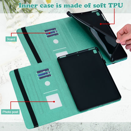 For Samsung Galaxy Tab A 10.1 2016 Tree & Deer Pattern Pressed Printing Horizontal Flip PU Leather Case with Holder & Card Slots(Green)-garmade.com