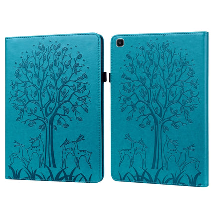 For Samsung Galaxy Tab A 8.0 2019 Tree & Deer Pattern Pressed Printing Horizontal Flip PU Leather Case with Holder & Card Slots(Blue)-garmade.com