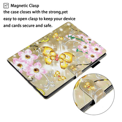 For Galaxy Tab A 10.1 T580 3D Embossing Pattern Horizontal Flip Leather Case with Holder & Card Slots & Wallet(Gold Butterfly)-garmade.com