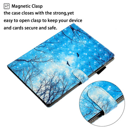 For Galaxy Tab A 10.1 T580 3D Embossing Pattern Horizontal Flip Leather Case with Holder & Card Slots & Wallet(Blue Forest)-garmade.com