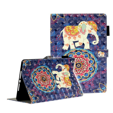 For iPad 10.2 3D Embossing Pattern Horizontal Flip Leather Case with Holder & Card Slots & Wallet(Elephant)-garmade.com
