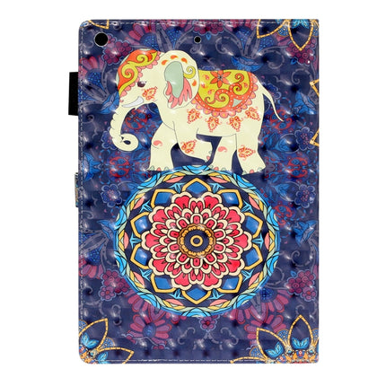 For iPad 10.2 3D Embossing Pattern Horizontal Flip Leather Case with Holder & Card Slots & Wallet(Elephant)-garmade.com