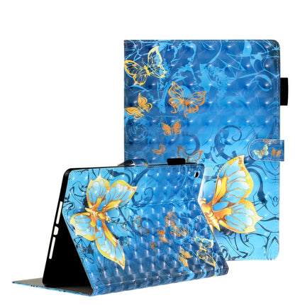 For iPad 10.2 3D Embossing Pattern Horizontal Flip Leather Case with Holder & Card Slots & Wallet(Blue Butterfly)-garmade.com