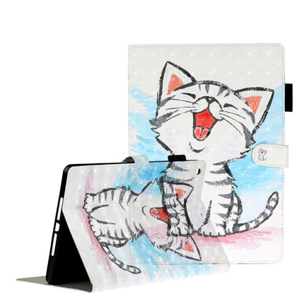 For iPad 10.2 3D Embossing Pattern Horizontal Flip Leather Case with Holder & Card Slots & Wallet(Cat)-garmade.com