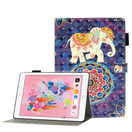 For iPad 5 / 6 / 7 / 8 3D Embossing Pattern Horizontal Flip Leather Case with Holder & Card Slots & Wallet(Elephant)-garmade.com
