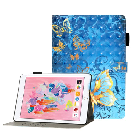 For iPad 5 / 6 / 7 / 8 3D Embossing Pattern Horizontal Flip Leather Case with Holder & Card Slots & Wallet(Blue Butterfly)-garmade.com