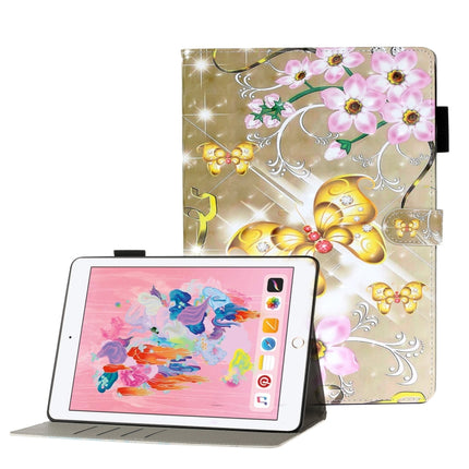 For iPad 5 / 6 / 7 / 8 3D Embossing Pattern Horizontal Flip Leather Case with Holder & Card Slots & Wallet(Gold Butterfly)-garmade.com
