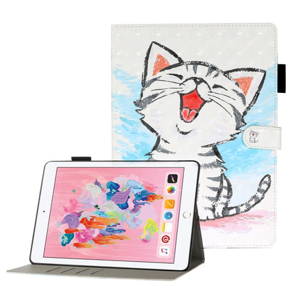 For iPad 5 / 6 / 7 / 8 3D Embossing Pattern Horizontal Flip Leather Case with Holder & Card Slots & Wallet(Cat)-garmade.com