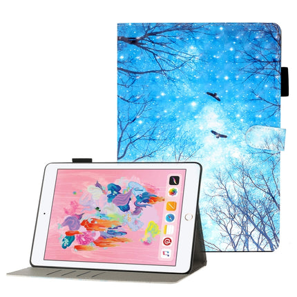 For iPad 5 / 6 / 7 / 8 3D Embossing Pattern Horizontal Flip Leather Case with Holder & Card Slots & Wallet(Blue Forest)-garmade.com