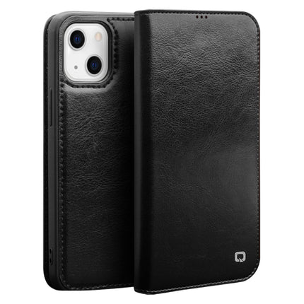 QIALINO Horizontal Flip Leather Case with Holder & Card Slots & Wallet For iPhone 13(Black)-garmade.com