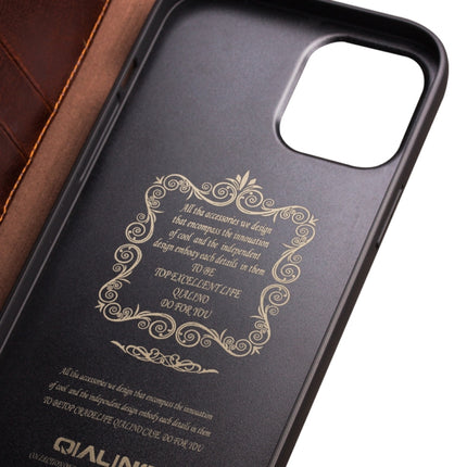 QIALINO Horizontal Flip Leather Case with Holder & Card Slots & Wallet For iPhone 13(Brown)-garmade.com