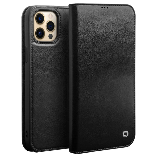 QIALINO Horizontal Flip Leather Case with Holder & Card Slots & Wallet For iPhone 13 Pro(Black)-garmade.com