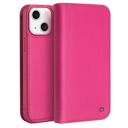 QIALINO Business Horizontal Flip Leather Case with Holder & Card Slots & Wallet For iPhone 13 (Rose Red)-garmade.com