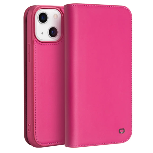 QIALINO Business Horizontal Flip Leather Case with Holder & Card Slots & Wallet For iPhone 13 (Rose Red)-garmade.com
