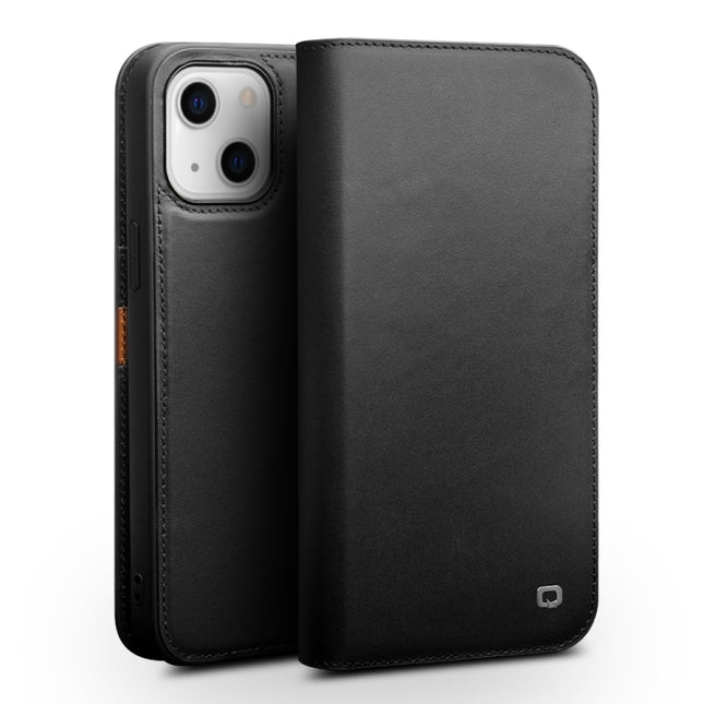 QIALINO Business Horizontal Flip Leather Case with Holder & Card Slots & Wallet For iPhone 13 mini(Black)-garmade.com