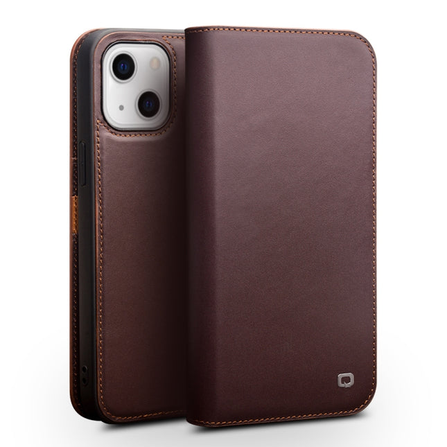 QIALINO Business Horizontal Flip Leather Case with Holder & Card Slots & Wallet For iPhone 13 mini(Brown)-garmade.com