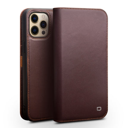 QIALINO Business Horizontal Flip Leather Case with Holder & Card Slots & Wallet For iPhone 13 Pro(Brown)-garmade.com