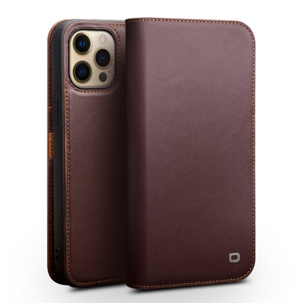 QIALINO Business Horizontal Flip Leather Case with Holder & Card Slots & Wallet For iPhone 13 Pro Max(Brown)-garmade.com