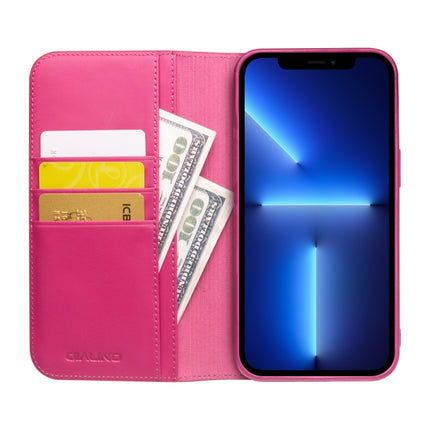 QIALINO Business Horizontal Flip Leather Case with Holder & Card Slots & Wallet For iPhone 13 Pro Max (Rose Red)-garmade.com