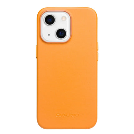 QIALINO Nappa Cowhide MagSafe Magnetic Protective Case For iPhone 13(Orange)-garmade.com