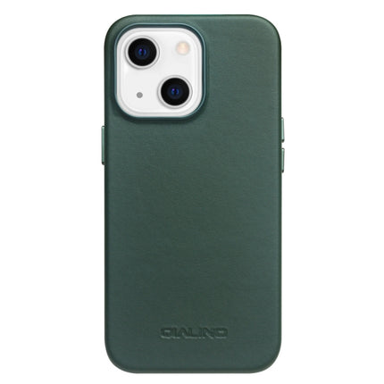 QIALINO Nappa Cowhide MagSafe Magnetic Protective Case For iPhone 13(Dark Green)-garmade.com
