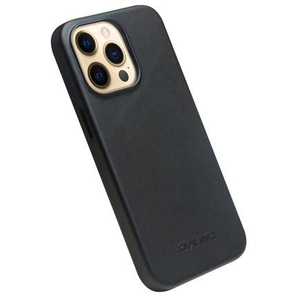 QIALINO Nappa Cowhide MagSafe Magnetic Protective Case For iPhone 13 Pro(Black)-garmade.com