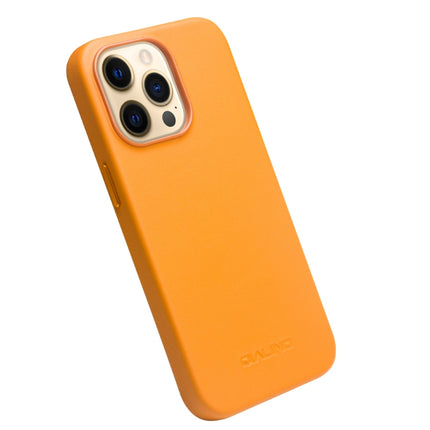 QIALINO Nappa Cowhide MagSafe Magnetic Protective Case For iPhone 13 Pro(Orange)-garmade.com
