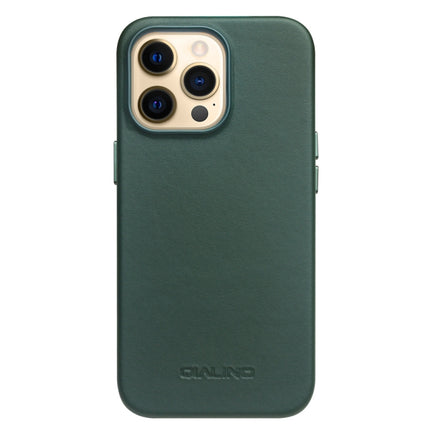 QIALINO Nappa Cowhide MagSafe Magnetic Protective Case For iPhone 13 Pro(Dark Green)-garmade.com