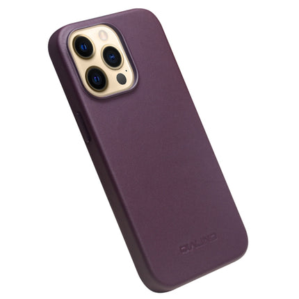 QIALINO Nappa Cowhide MagSafe Magnetic Protective Case For iPhone 13 Pro(Purple Crystal)-garmade.com