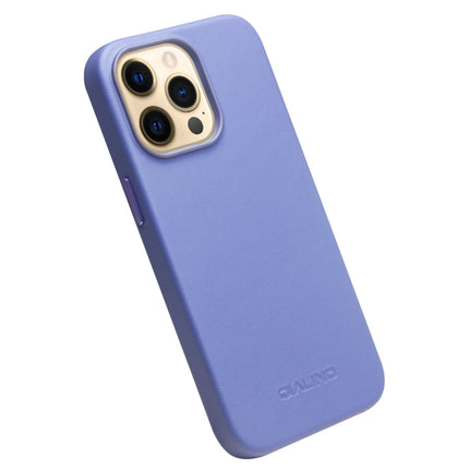 QIALINO Nappa Cowhide MagSafe Magnetic Protective Case For iPhone 13 Pro Max(Blue)-garmade.com