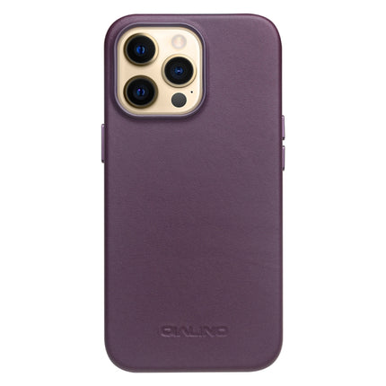 QIALINO Nappa Cowhide MagSafe Magnetic Protective Case For iPhone 13 Pro Max(Purple Crystal)-garmade.com