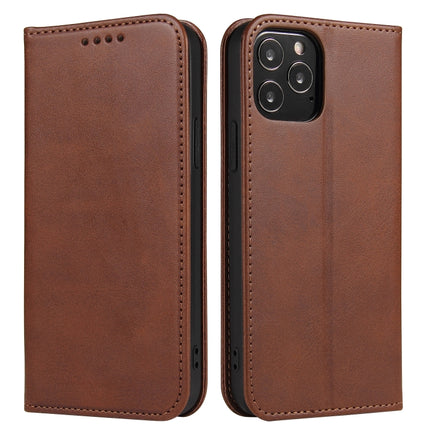 Calf Texture Magnetic Horizontal Flip Leather Case with Holder & Card Slots & Wallet For iPhone 13 Pro Max(Brown)-garmade.com