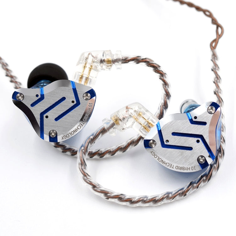 KZ ZS10 Pro 10-unit Ring Iron Gaming In-ear Wired Earphone, Mic Version(Streamer Blue)-garmade.com
