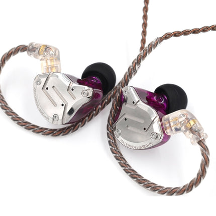 KZ ZS10 Pro 10-unit Ring Iron Gaming In-ear Wired Earphone, Mic Version(Purple)-garmade.com