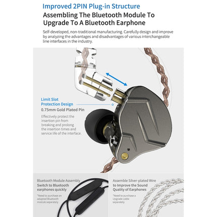 KZ ZSN Pro Ring Iron Hybrid Drive Metal In-ear Wired Earphone, Standard Version(Blue)-garmade.com