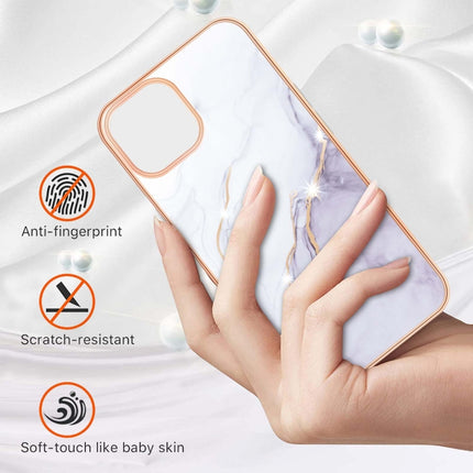 Electroplating Marble Pattern Dual-side IMD TPU Shockproof Case For iPhone 13 mini(White 006)-garmade.com