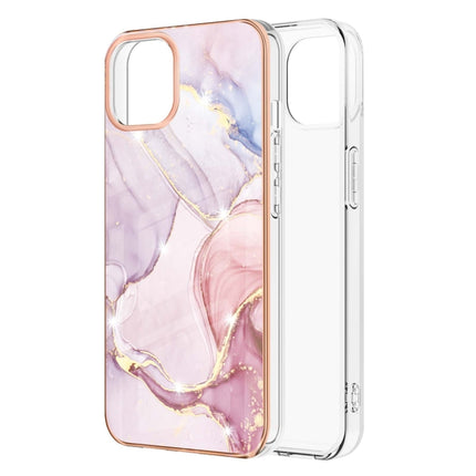 Electroplating Marble Pattern Dual-side IMD TPU Shockproof Case For iPhone 13(Rose Gold 005)-garmade.com