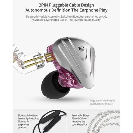 KZ ZSX 12-unit Ring Iron Metal Gaming In-ear Wired Earphone, Standard Version(Purple)-garmade.com