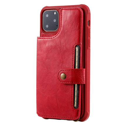 For iPhone 11 Pro Max Buckle Zipper Shockproof Protective Case with Holder & Card Slots & Wallet & Lanyard & Photos Frame(Red)-garmade.com