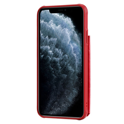 For iPhone 11 Pro Max Buckle Zipper Shockproof Protective Case with Holder & Card Slots & Wallet & Lanyard & Photos Frame(Red)-garmade.com