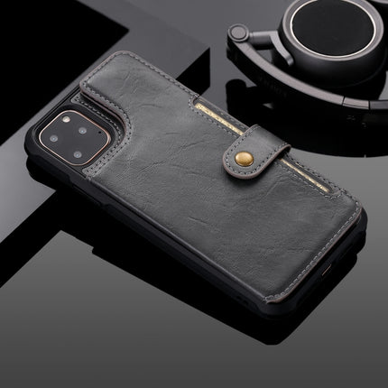 For iPhone 11 Pro Max Buckle Zipper Shockproof Protective Case with Holder & Card Slots & Wallet & Lanyard & Photos Frame(Grey)-garmade.com
