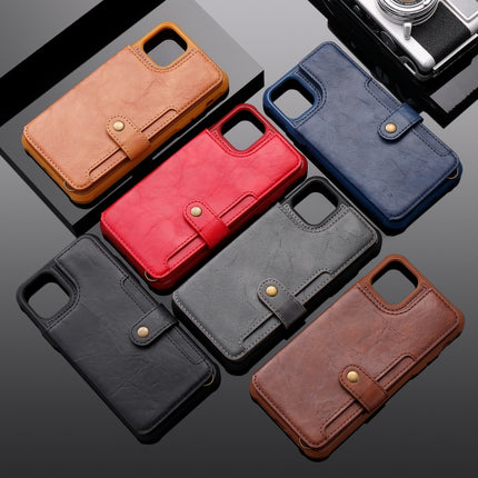 For iPhone 11 Pro Max Buckle Zipper Shockproof Protective Case with Holder & Card Slots & Wallet & Lanyard & Photos Frame(Coffee)-garmade.com