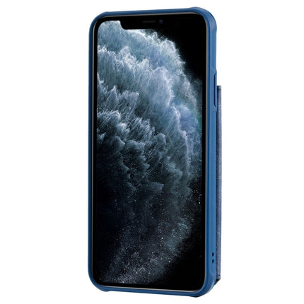 For iPhone 11 Pro Max Buckle Zipper Shockproof Protective Case with Holder & Card Slots & Wallet & Lanyard & Photos Frame(Blue)-garmade.com