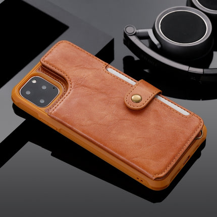 For iPhone 11 Pro Max Buckle Zipper Shockproof Protective Case with Holder & Card Slots & Wallet & Lanyard & Photos Frame(Brown)-garmade.com