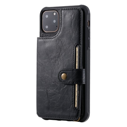 For iPhone 11 Pro Max Buckle Zipper Shockproof Protective Case with Holder & Card Slots & Wallet & Lanyard & Photos Frame(Black)-garmade.com