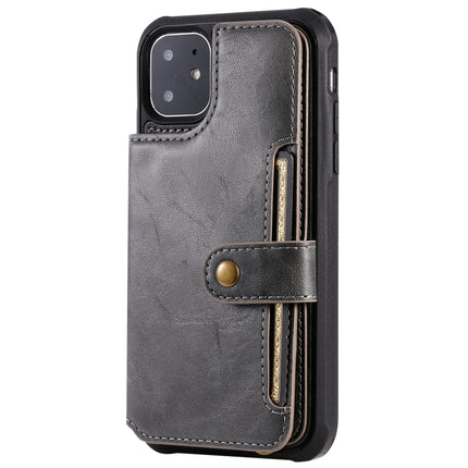 For iPhone 11 Buckle Zipper Shockproof Protective Case with Holder & Card Slots & Wallet & Lanyard & Photos Frame(Grey)-garmade.com