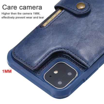 For iPhone 11 Buckle Zipper Shockproof Protective Case with Holder & Card Slots & Wallet & Lanyard & Photos Frame(Blue)-garmade.com