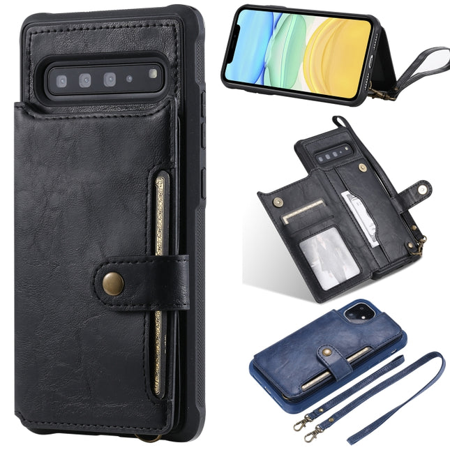 For iPhone 11 Buckle Zipper Shockproof Protective Case with Holder & Card Slots & Wallet & Lanyard & Photos Frame(Black)-garmade.com