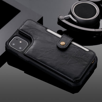 For iPhone 11 Buckle Zipper Shockproof Protective Case with Holder & Card Slots & Wallet & Lanyard & Photos Frame(Black)-garmade.com