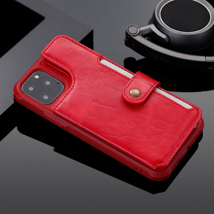 For iPhone 11 Pro Buckle Zipper Shockproof Protective Case with Holder & Card Slots & Wallet & Lanyard & Photos Frame(Red)-garmade.com